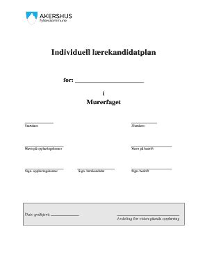 Fillable Online Individuell Lrekandidatplan For I Murerfaget Startdato