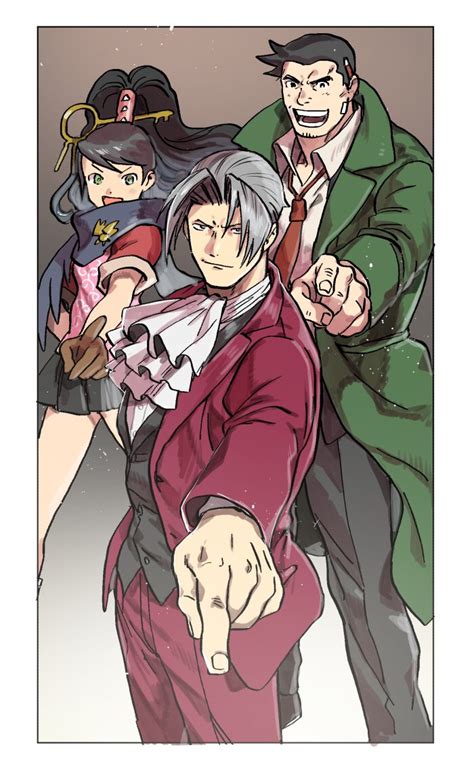 Miles Edgeworth Dick Gumshoe And Kay Faraday Ace Attorney And 1 More