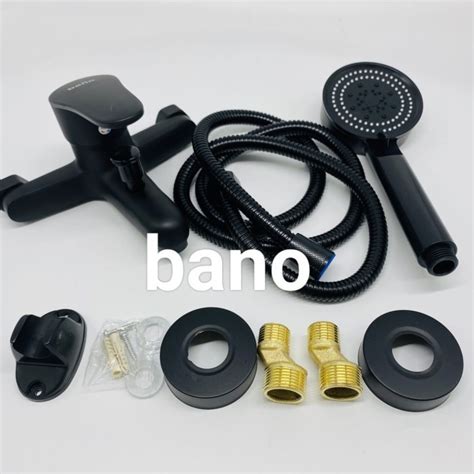 Jual Kran Bathup Shower Panas Dingin Set Hand Shower Hitam Keran Kran