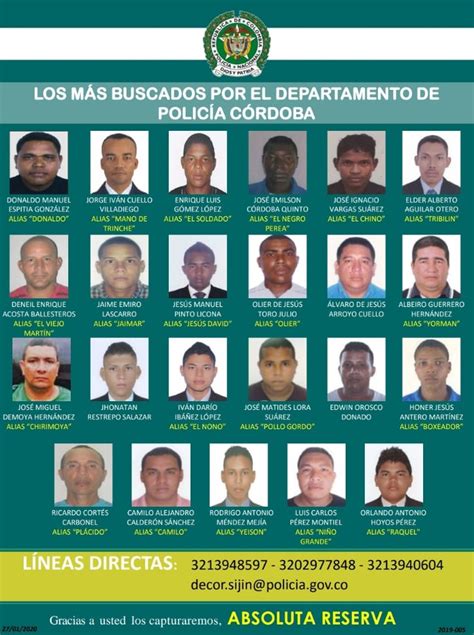 Policía Lanza El Cartel De Los Más Buscados En Córdoba LarazÓnco