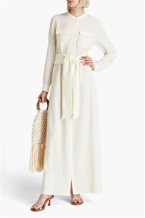 Simkhai Ester Belted Cotton Gauze Maxi Shirt Dress The Outnet