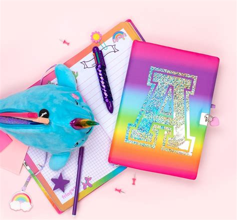 Personalised Secret Diary For Girls Rainbow Lockable Notebook With Glitter Pen Large Journal For