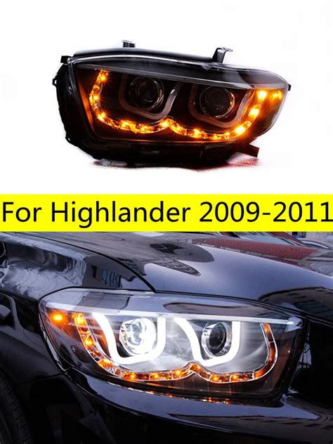 High Beam Angel Eye Head Light Drl With Led Turn Signal For Toyota Highlander 2009 2011 Kluger