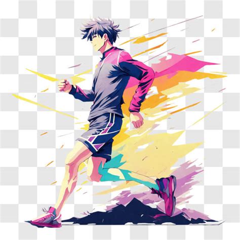 Download Colorful Anime Character Running PNG Online - Creative Fabrica