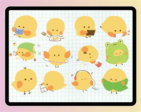 Cute Kawaii Chicky Chick Digital Planner Sticker Bundle For Ipad