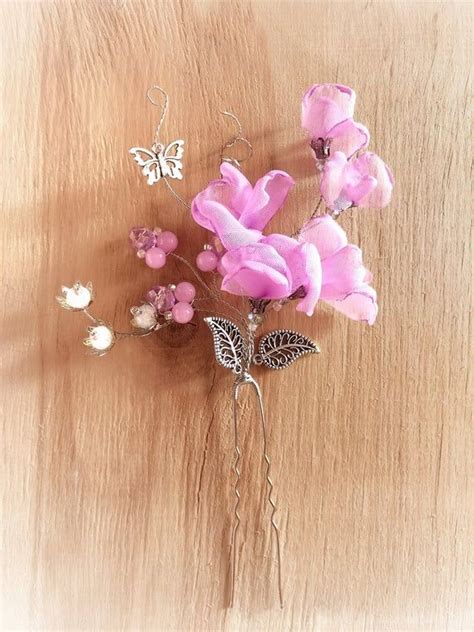 Lilac Hair Pin Bridal Flowers