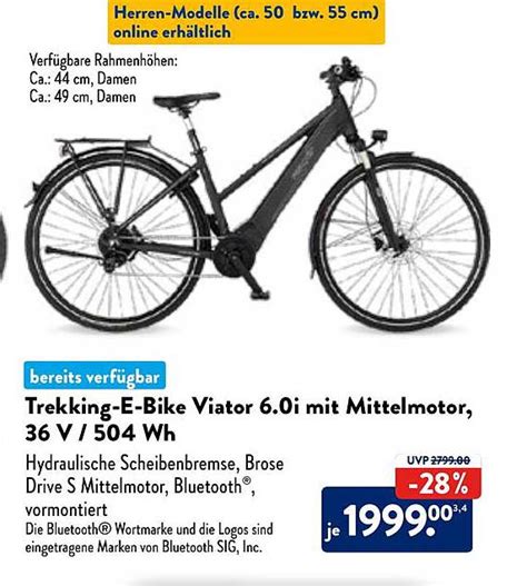 Trekking E Bike Viator I Mit Mittelmotor V Oder Wh Angebot