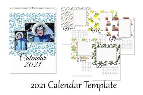 2021 Photo Calendar Template. Printable Editable Calendar