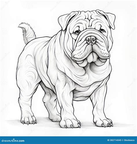 Detailed Black and White Bulldog Illustration in Zbrush Style Stock Illustration - Illustration ...