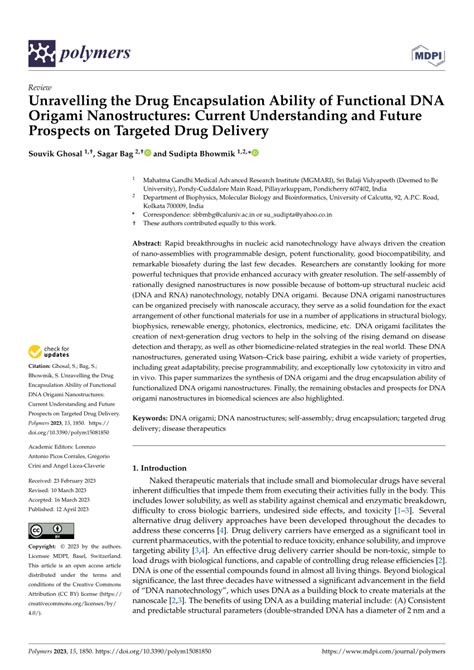 Pdf Unravelling The Drug Encapsulation Ability Of Functional Dna