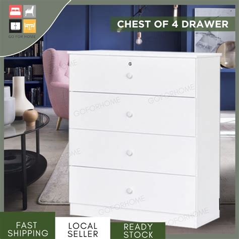 GO4HOME 4 Layer Chest Drawer With Lock Storage Cabinet Almari