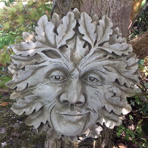 Stone Garden Green Man Leaf Face Wall Plaque Ornament Ferney Heyes Garden Products