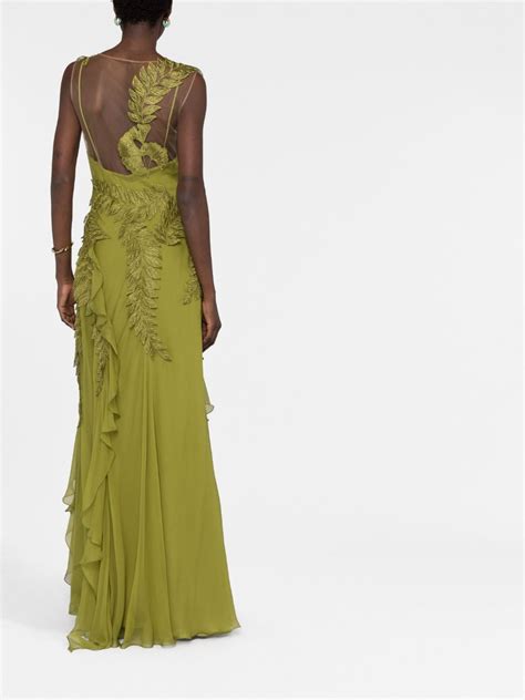 Alberta Ferretti Lace Appliqu Chiffon Gown Farfetch