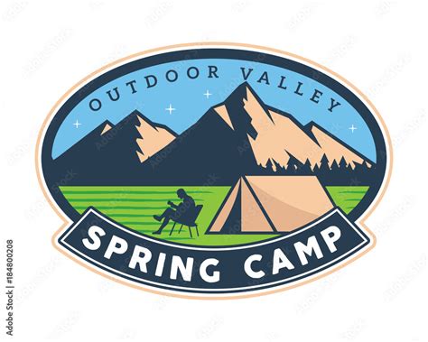 Vintage Wildlife Summer And Spring Camp Camping Activities Logo Badge