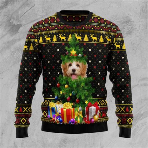 Golden Retriever Xmas Ball Christmas Wool Sweater - RobinPlaceFabrics