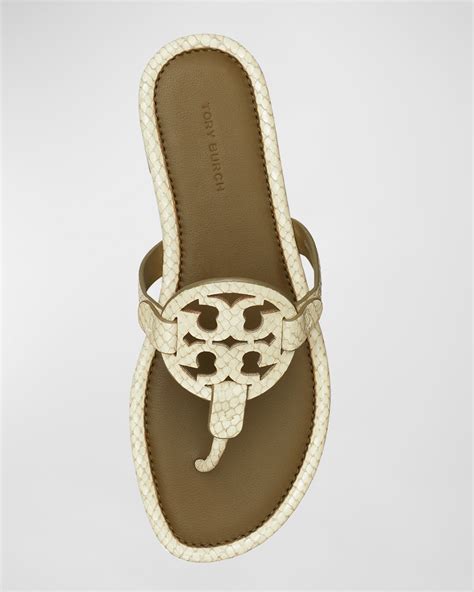 Tory Burch Miller Leather Logo Thong Sandals Neiman Marcus