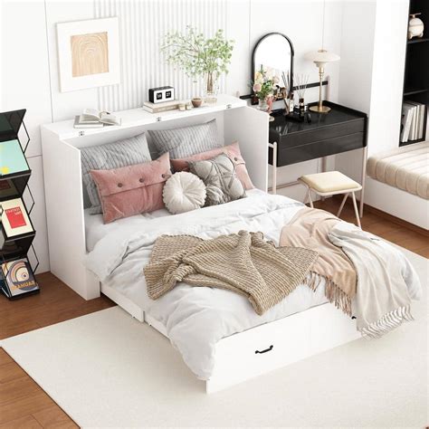 Have A Question About FUFU GAGA White Wood Frame Queen Size Bed Murphy