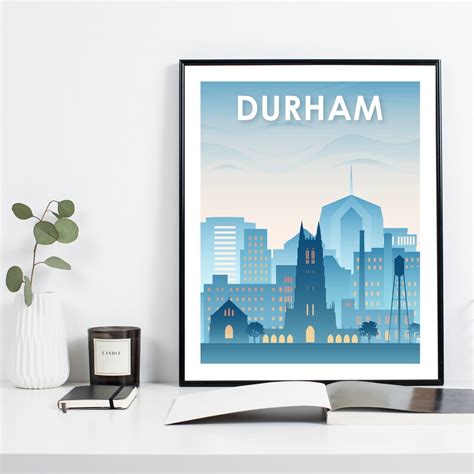 Blue Durham Skyline. Durham NC Skyline Printable Wall Art. - Etsy