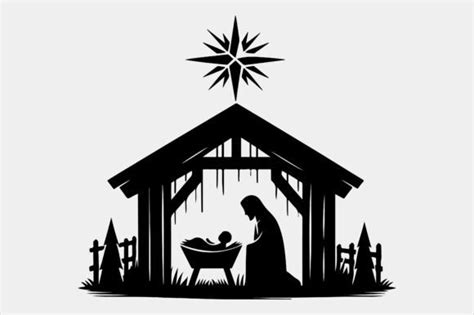 Silhouette Of A Nativity Scene Baby Jesu Graphic By Anup Ray Creative