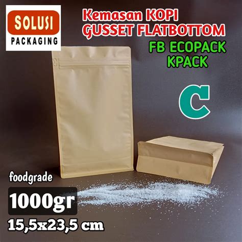 Jual FLAT BOTTOM PAPER KERTAS 1Kg FB ECOPACK KPACK Kemasan Kopi Ziplock