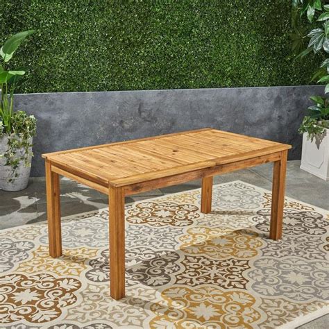 Noble House Nestor Natural Brown Rectangular Wood Expandable Outdoor