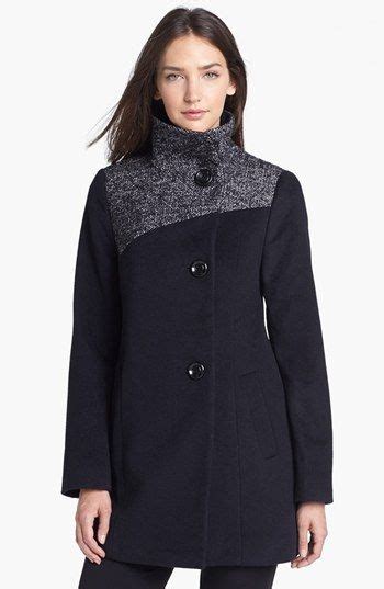 Ellen Tracy Contrast Yoke Wool Blend Coat Nordstrom Cute Sport