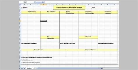 Business model canvas template Excel