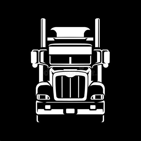 Silhouette Of Semi Truck Vector Isolated In White Background Stock