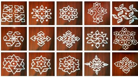 15 kolam designs for beginners. Easy Dot kolam designs. Easy rangoli ...