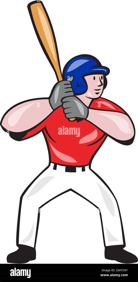 Illustration Of An American Baseball Player Batter Hitter Batting With