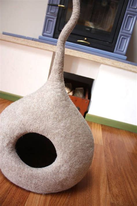 Cuccia In Feltro Per Gatto Cat Cave Gatto Naturale Beige Etsy