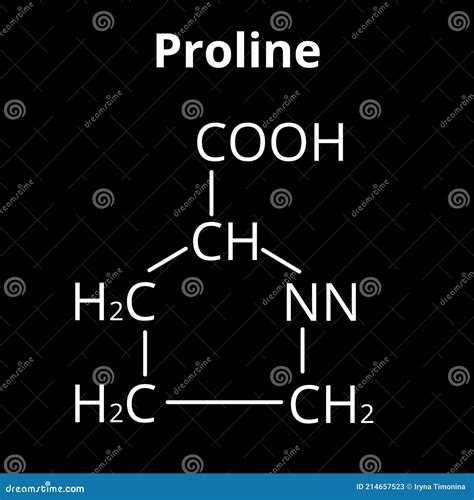 Proline Molecular Structure. Proline Skeletal Chemical Formula ...