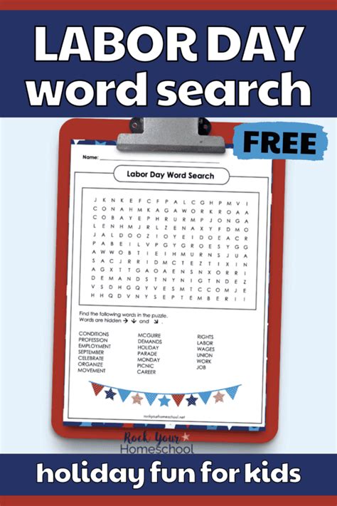 Labor Day Word Search Activity Free Rock Your Homeschool