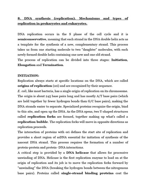 DNA Synthesis (Replication) - Mechanisms and Types of Replication in ...