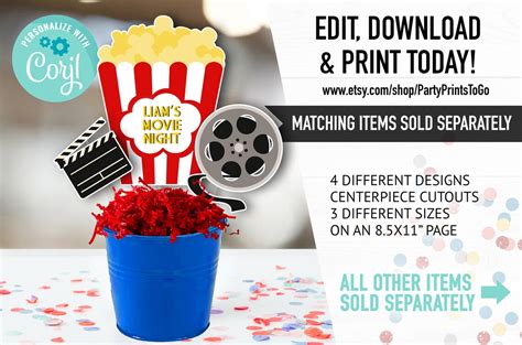 EDITABLE Movie Night Banner Movie Night Birthday Movie | Etsy