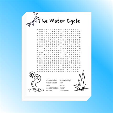 Water Cycle Word Search Printable 85x11 Inch Etsy