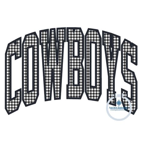 Cowboys Arched Satin Applique Embroidery Design Three Sizes 6x10 7x12