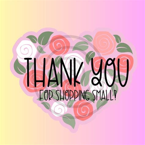 Heart Rose Thank You Sticker Template Small Business Print Cut