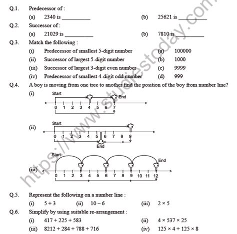 Class Maths Whole Numbers Worksheet