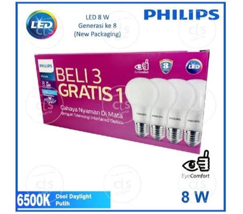 Jual Philips Paket Lampu LED MyCare 8W Putih Bulb Isi 4 Pcs PROMO