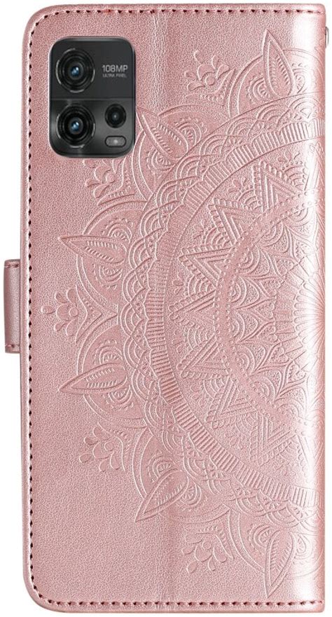 Motorola Moto G72 Hoesje Mandala Book Case Met Pasjeshouder Roze Goud