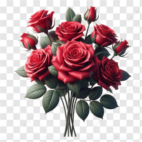 Red Roses Bouquet On Transparent Background Flowers And Plants In