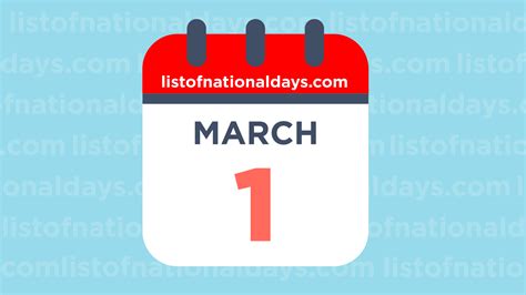 MARCH 1ST: National Holidays,Observances & Famous Birthdays