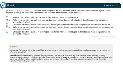 FUMARC 2018 adaptada O concreto é um compósito em que as fases