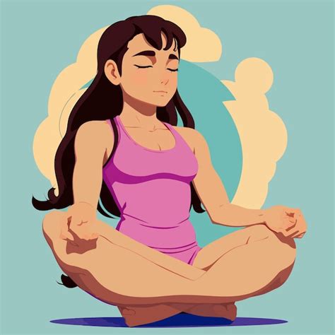 Iogue Meditando Ilustra O Dos Desenhos Animados Relaxar Paz Vetor