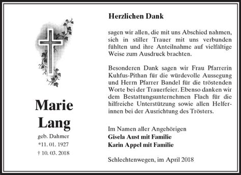 Traueranzeigen Von Maria Lang Vrm Trauer De