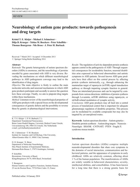 Neurobiology of Autism Gene Products Tow | PDF | Synapse | Autism Spectrum