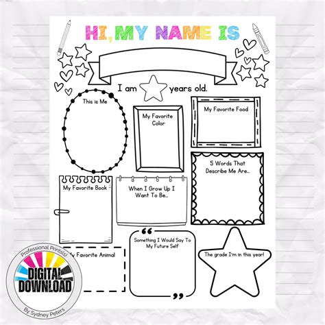 All About Me Get To Know Me Back To School Printable Student All About