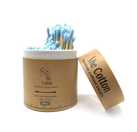 Shecotton Bamboo Cotton Swabs Natural 100 Biodegradable