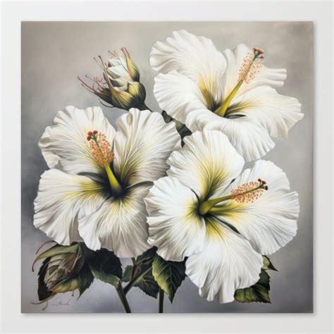 Shop White Hibiscus Canvas Print By Vanoverdesigns On Society6